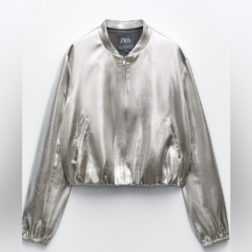 Zara Silver Metallic Bomber Jacket BSB concert